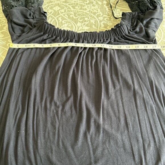 Loft Blouse Women S Navy Lace Off Shoulder Flowy Dressy Boho Fairy Goth Romantic - Picture 5 of 13